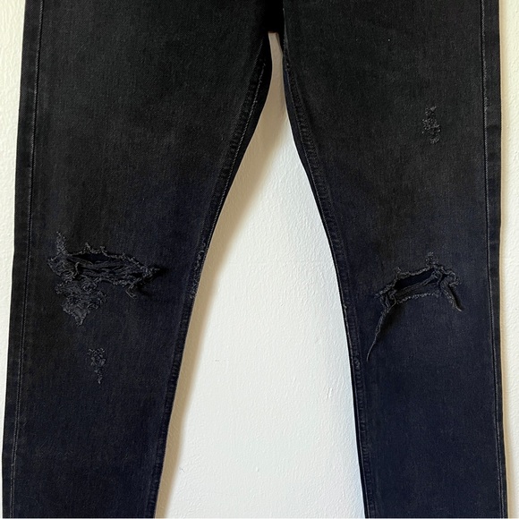 AGOLDE Cherie High Rise Straight Jeans Distortion Black Distressed - Picture 5 of 10